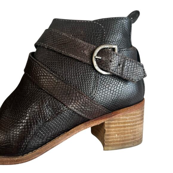 Free People Ankle Boots Womens 6.5 Dark Brown Leather Boho Western Cowgirl Rodeo - Picture 6 of 9